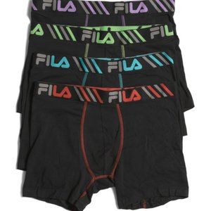 NEW FILA 4Pack Black Performance Cotton Strech Briefs Logo Waistband Men's Large
